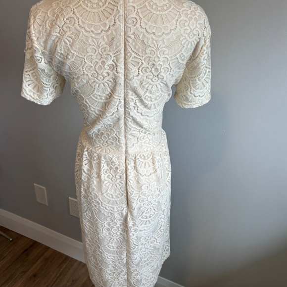 Dry Lake, Women's Romance Dress, High Neck,Fit & Flare, Cream Lace, SZ L - Picture 5 of 8